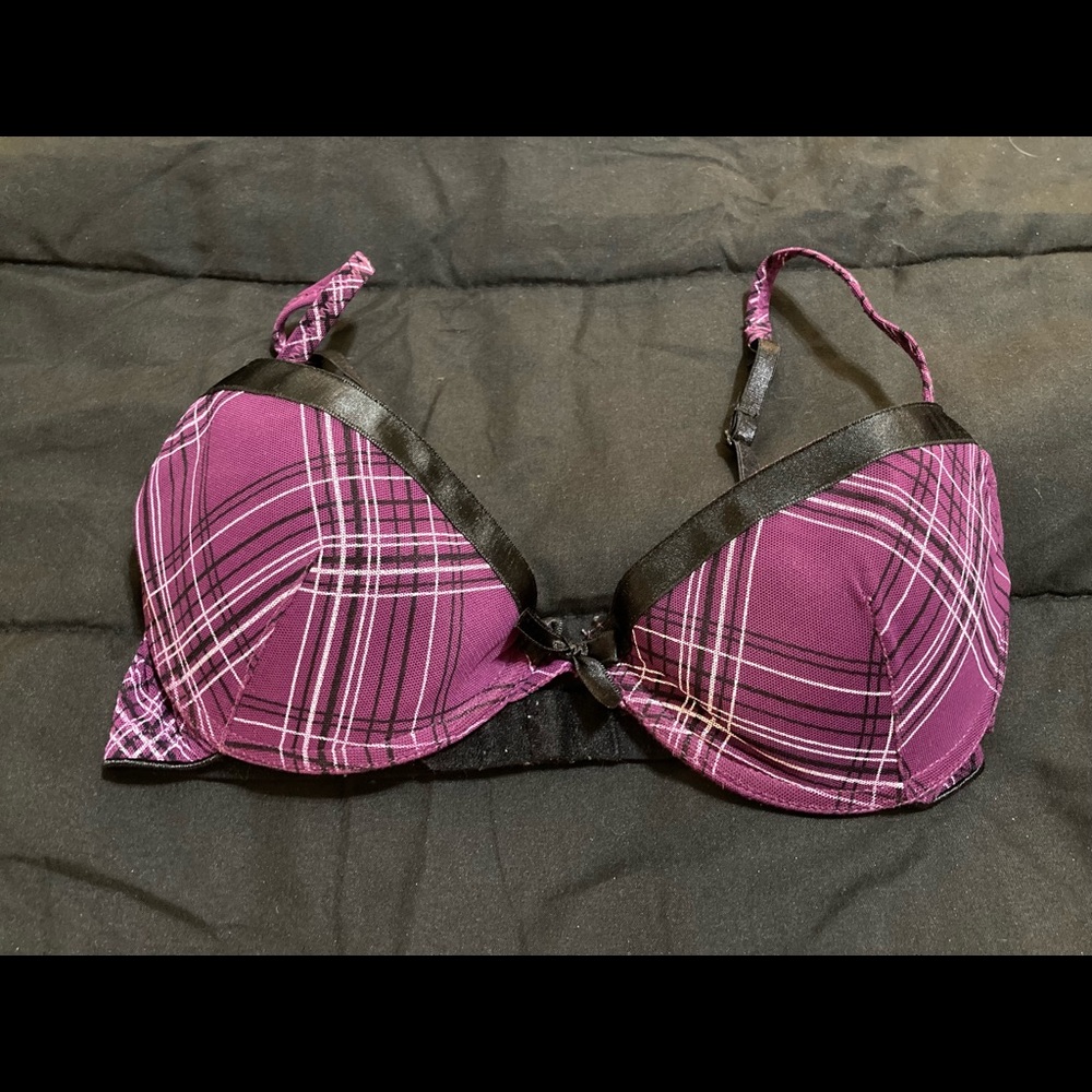 H&M purple plaid bra 34b